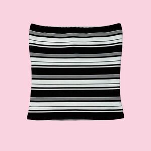 Guess Collection Vintage Striped Tube Top Black White Strapless Size L